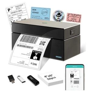 Bluetooth Thermal Label Printer, Orgbro Z1-Plus 4x6 Shipping Label Printer-NEW